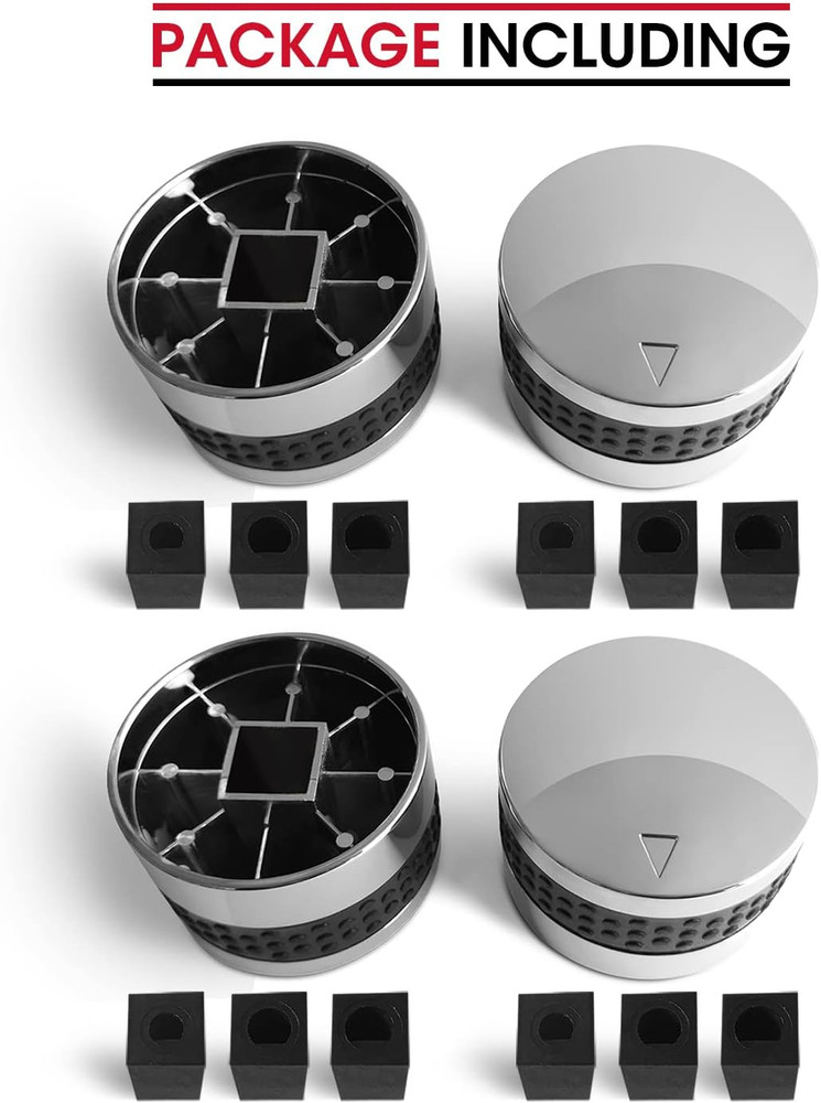 4pk BBQ Gas Grill Control Knobs Replacement Chrome Plated Nonslip w/ 12 Adaptors