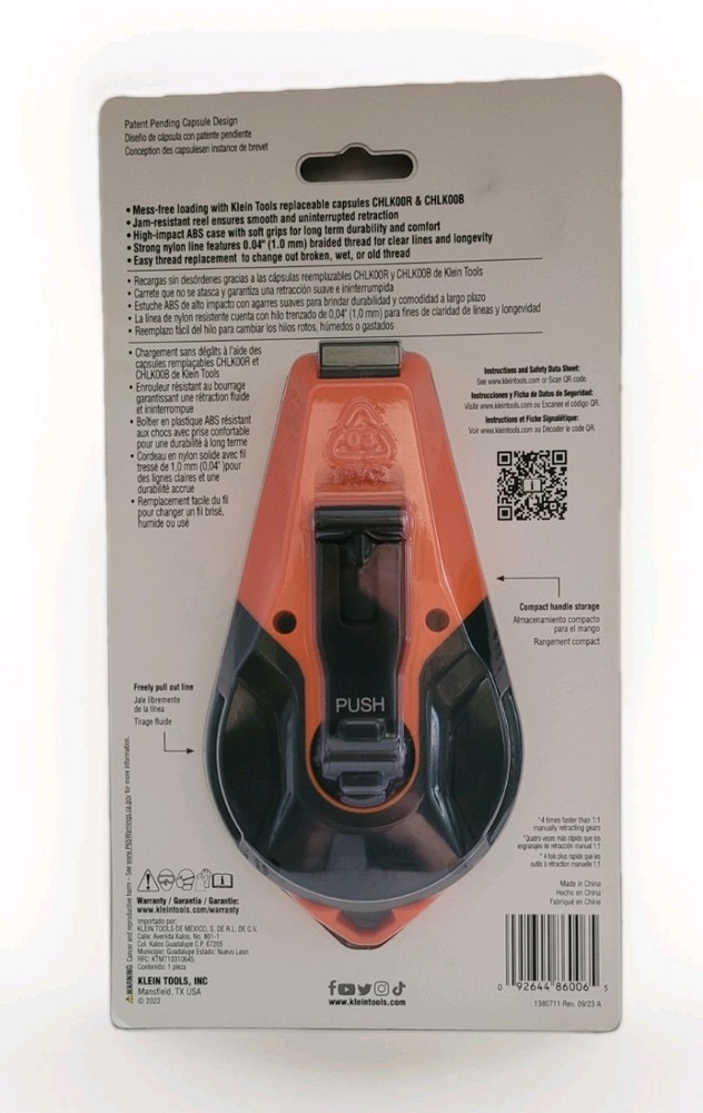 Klein Tools CHLK100 & CHLK00R Chalk Line blue
