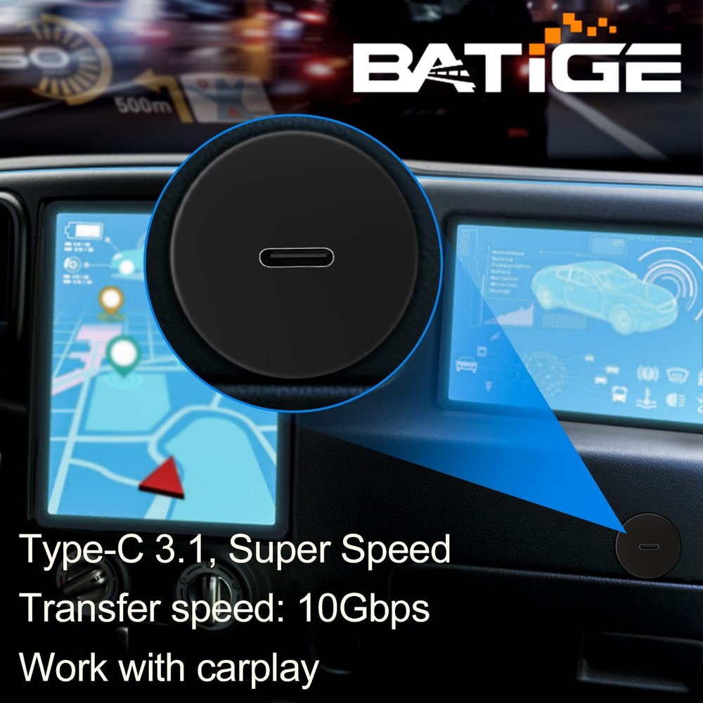 BATIGE Single Port Type C 3.1 Car Flush Mount Cable USB C Panel Mount...