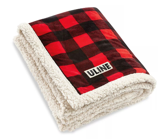 Microfur Lamb's Wool Throw Reversible 50" x 60" Red Buffalo Check Super Soft