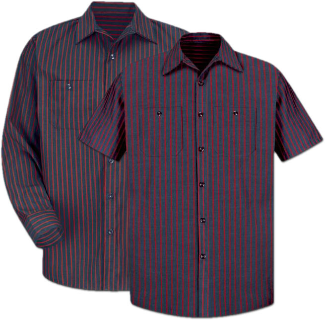 Red Kap Poplin Stripe 2 Pocket Men's Work Shirt Uniform
