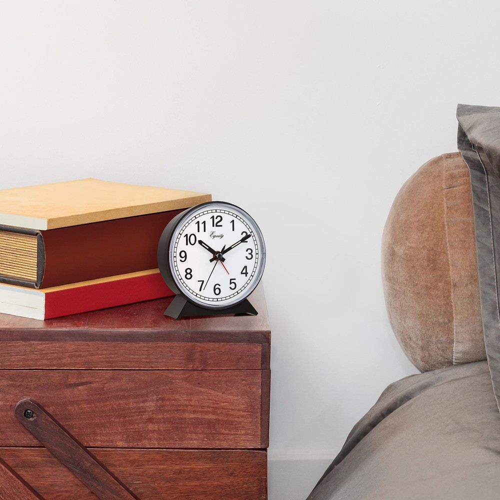 Equity 14075 Black Analog Wind-Up Alarm Clock Small,