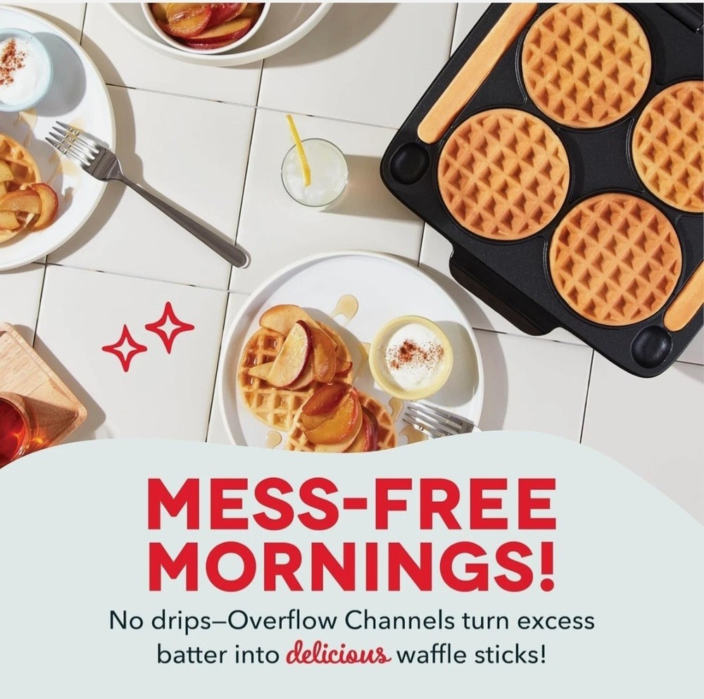 DASH Multi Mini Waffle Maker - Four 4” Molds, Nonstick Graphite
