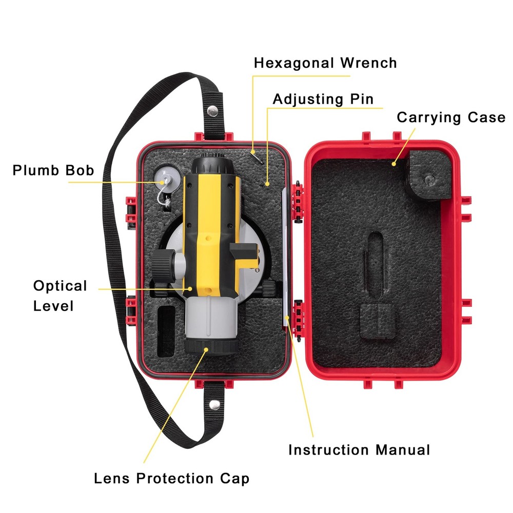 32X Automatic Optical Level Kit with -Leveling Magnetic Dampened Compensator ...