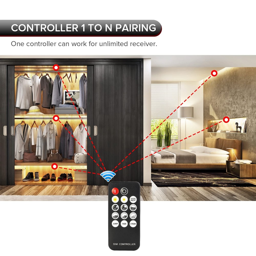 Mini RF Dimmer Controller, 14 Keys, DC5V-24V, Single Color, LED Strips, Switch