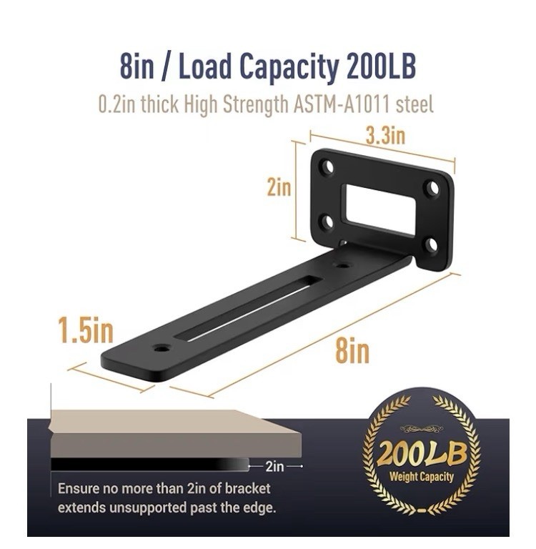 8” Openwork Floating Shelf Brackets (8 Pack)