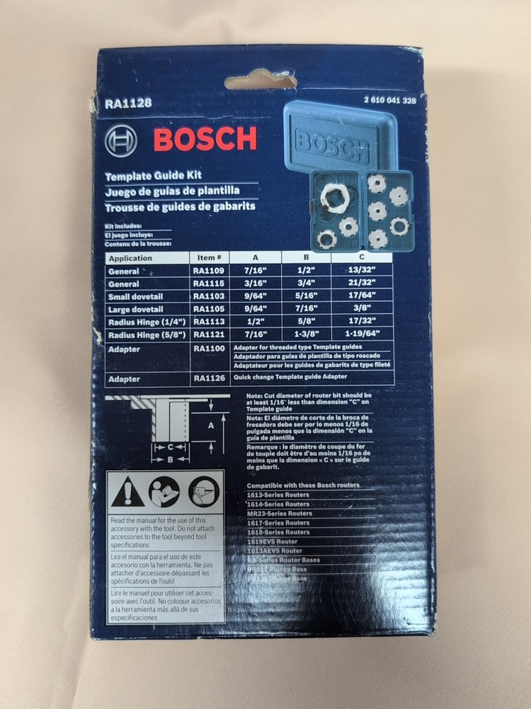 BOSCH 8 Piece Router Template Guide Set RA1128