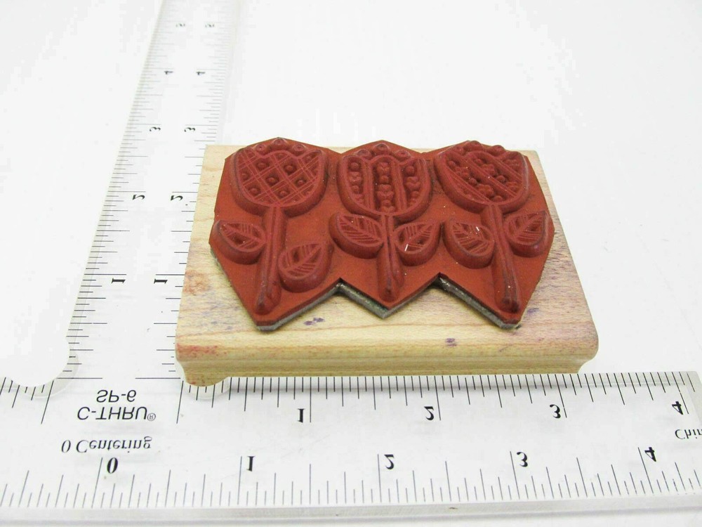 Country Patchwork Tulips Rubber Stamp - Stamp Set B46