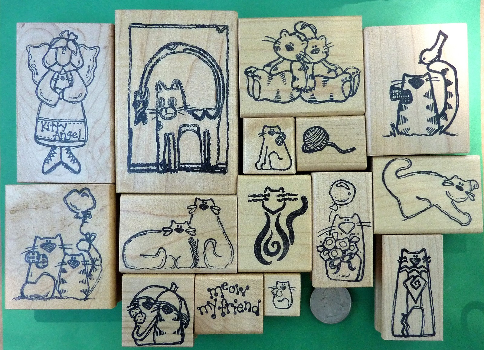 CUTE KITTIES COLLECTION -  Your Choice -  Cat/Kitten Wood Mounted Rubber Stamp