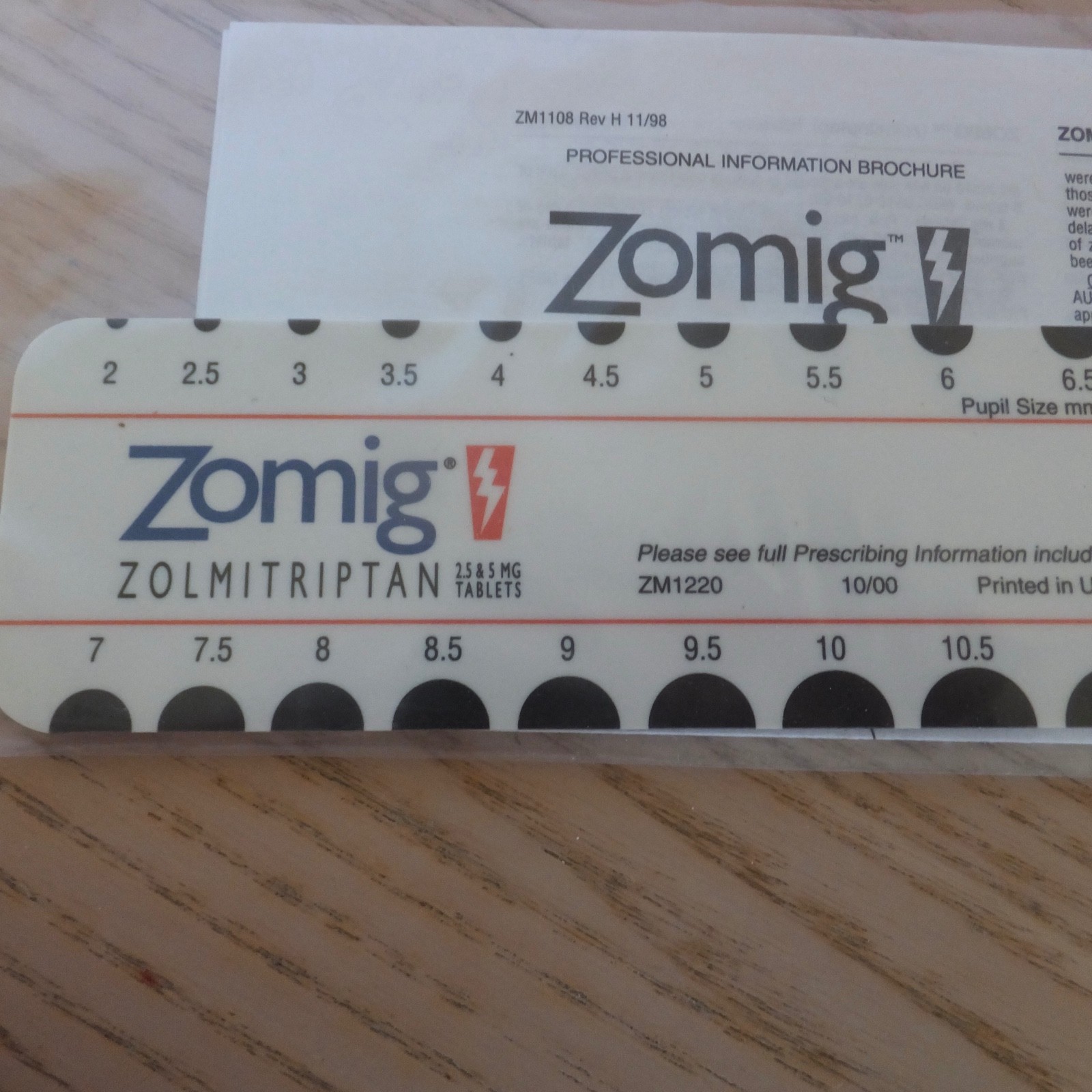 Lot 5 Zomig Drug Rep Pens,Keychain, Pupil Measure, Pharmaceutical Medical Promo