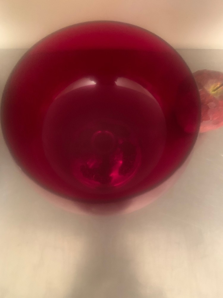 Antique Ruby Red Bowl with Weighted Sterling Candlestick Base - Ex fe6