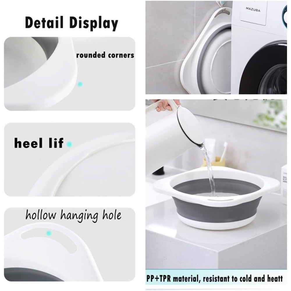 Portable Collapsible Wash Basin Foldable Sink Tub for Kitchen Camping Travel