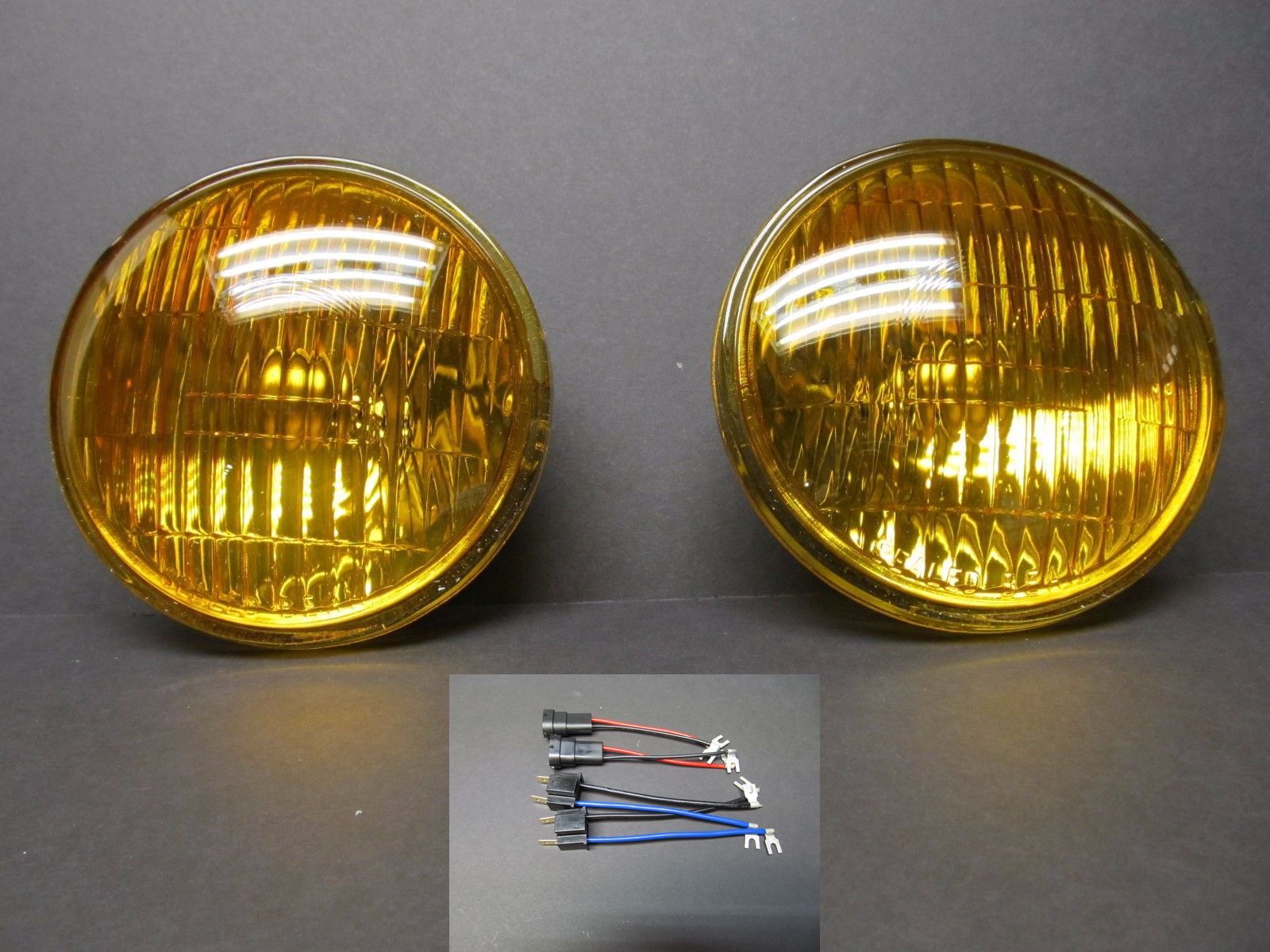 2 NEW AMBER Sealed Beam 12v Passing lights FOR Harley Davidson ONE PAIR  4 1/2"