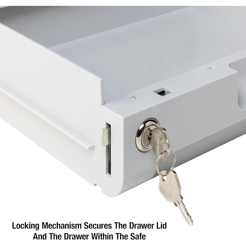 Locking Drawer Organizer Safe Key Storage Multi-Position Drawer Keyed Security