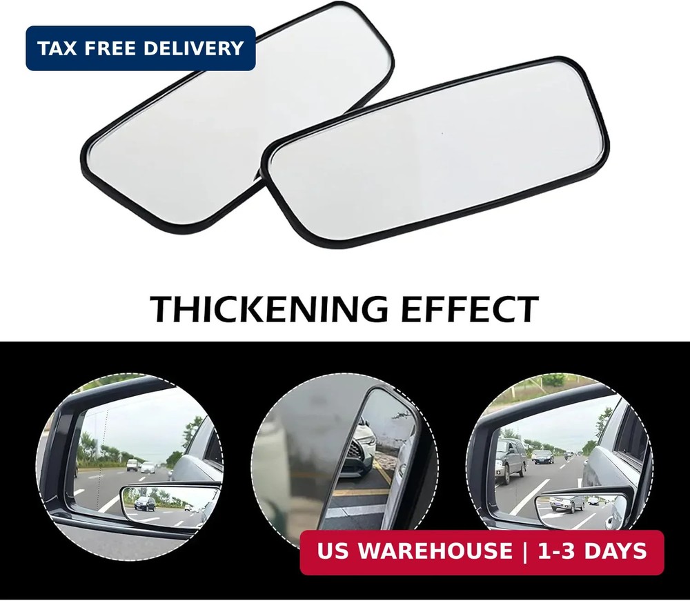 2 PCS Blind Spot Mirror, Framed Rectangular Adjustable Blind Spot Mirror, HD Gla