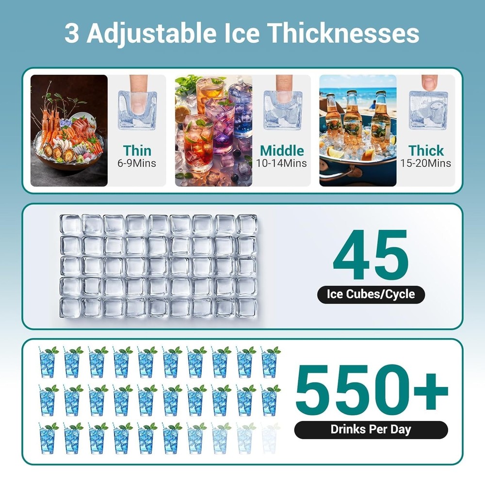 120LBS/24H Commercial Ice Maker Machine, Under Counter Ice Maker