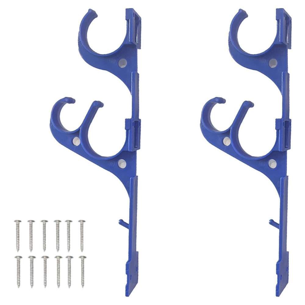 2Pcs Pool Equipment Hooks Brush Hanger Tool Holder Poolside Double Hook Storage
