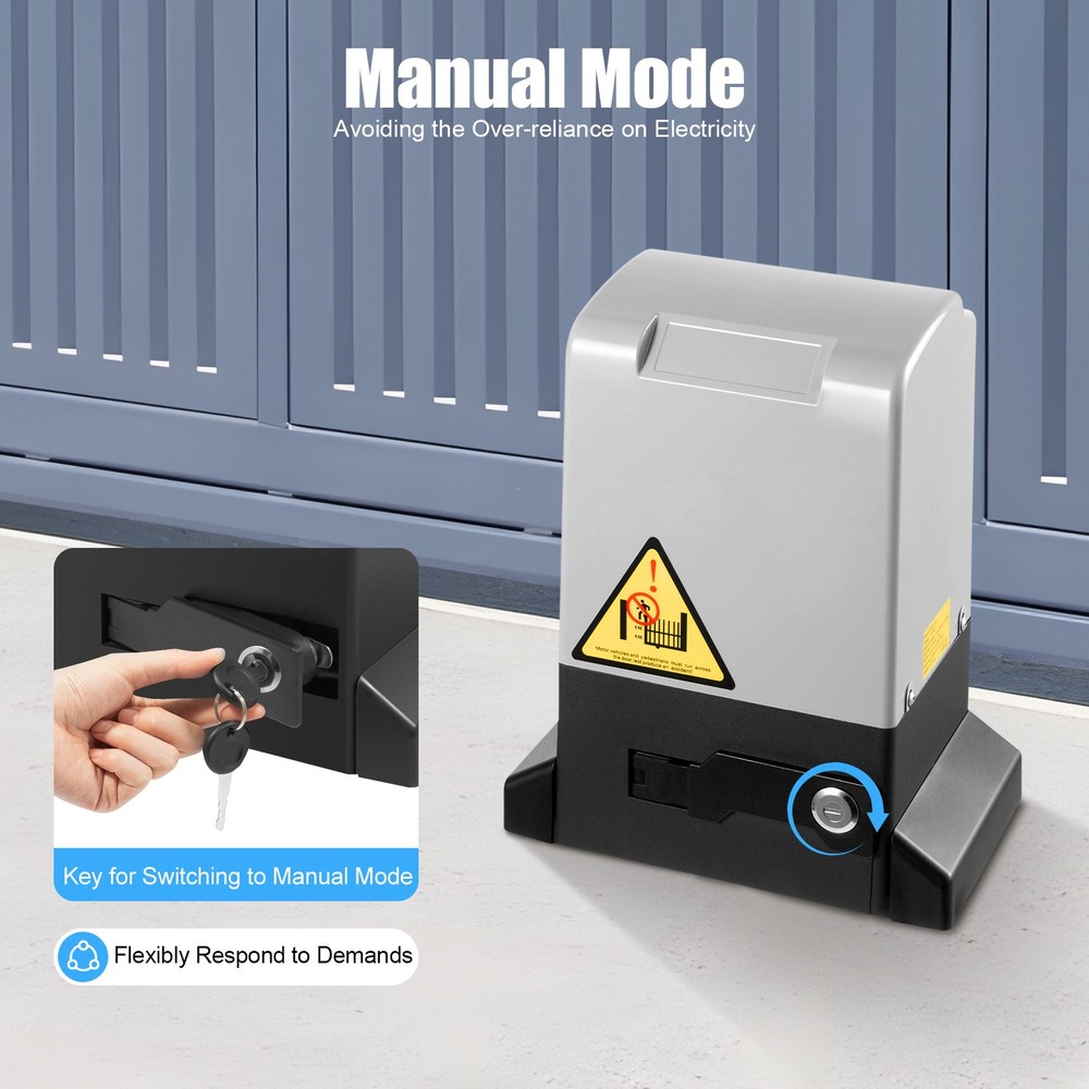 Motorized Sliding Gate Operator Electric Gate Opener W/ Remote Control 750W