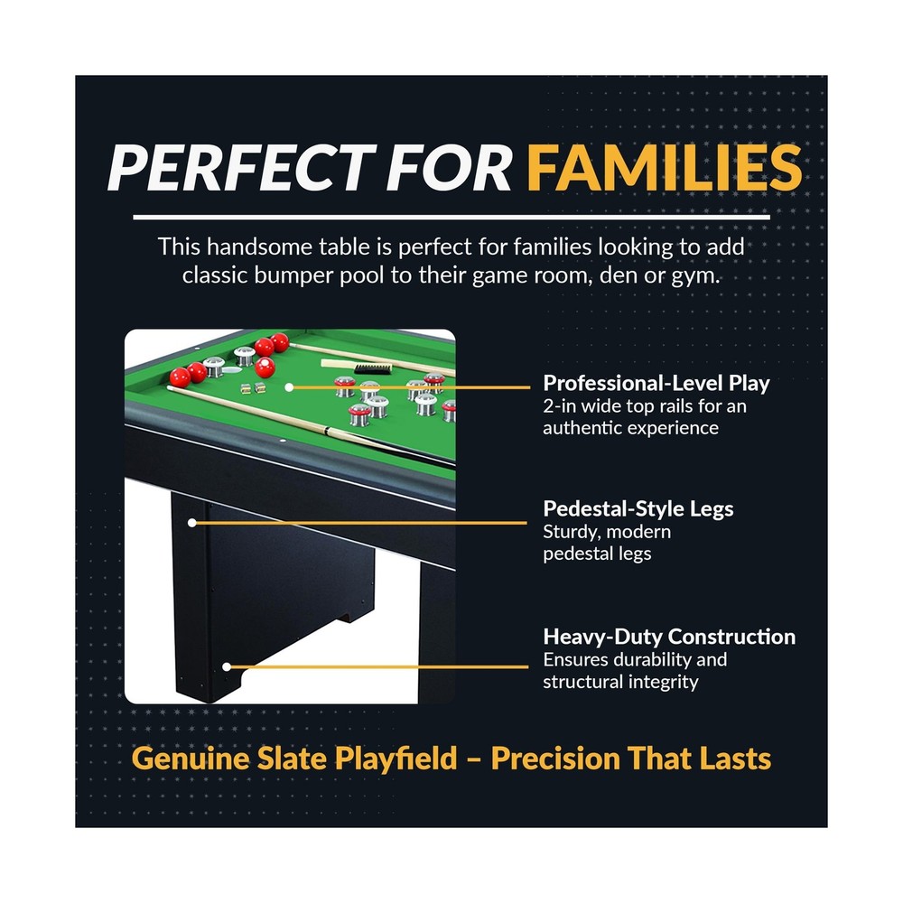 54-in Bumper Pool Table with Reversible Dining Table Top & Ball Return System
