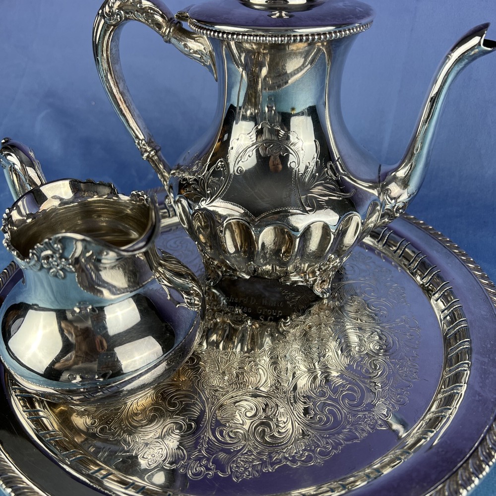 SILVER PLATED COFFEE SERVICE Assembled Non-Matching Set Comes With Tray As Seen