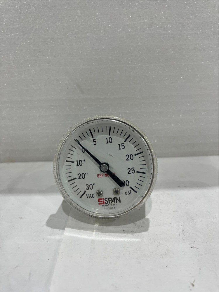 Si Span Instruments, Pressure Gauge, -30-0-30PSI, Used