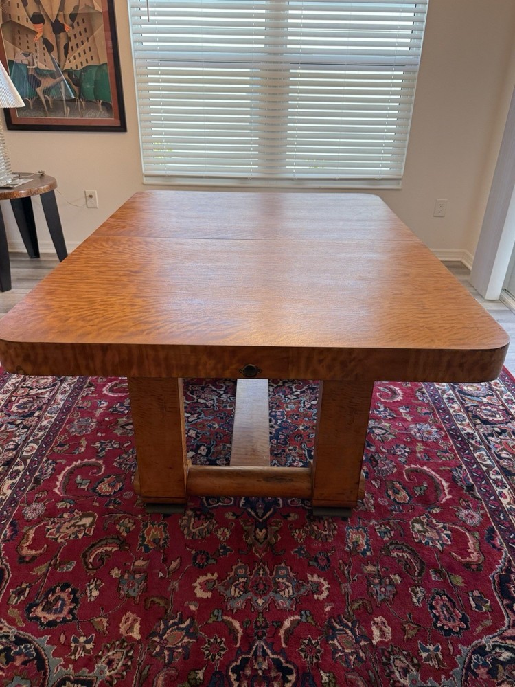 Art Deco Dining Table, Flamed Oak, High Quality