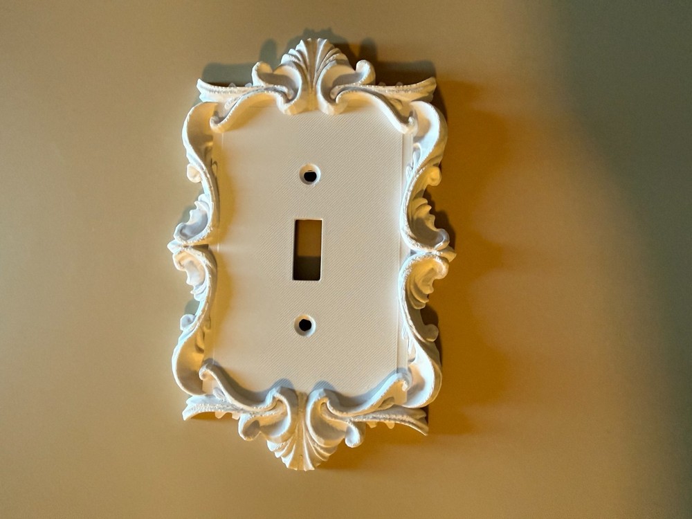 Victorian Light Switch Cover, x4 Outlets & x1 Toggle Switch White Cover