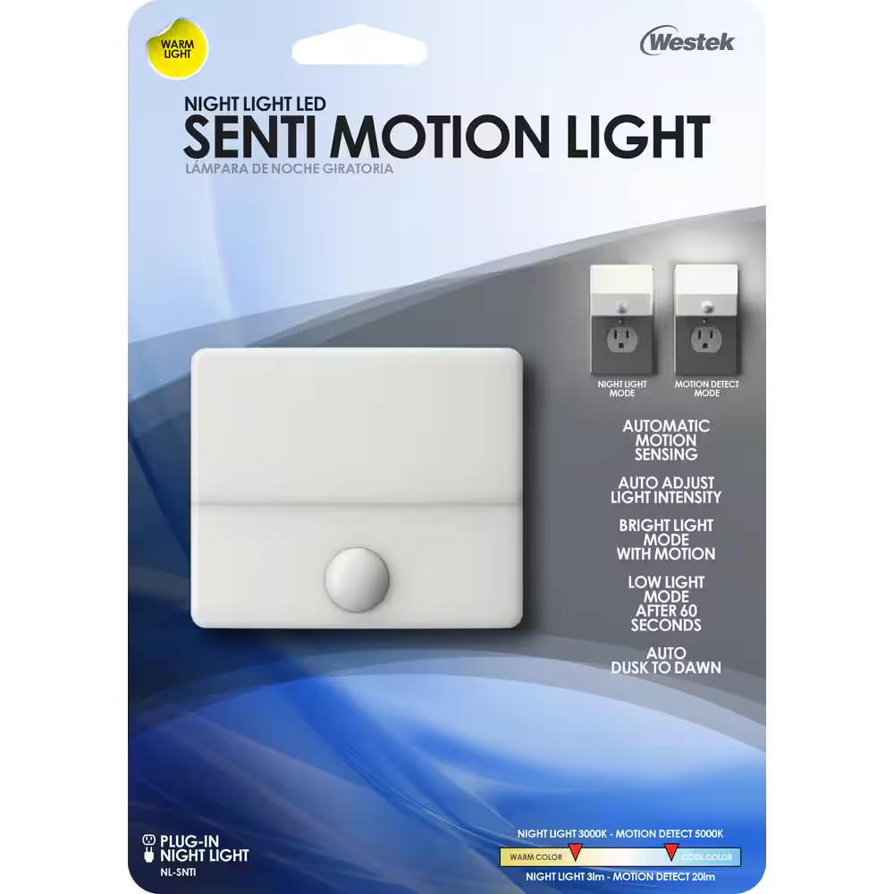 White Senti Motion Activated LED Night Light