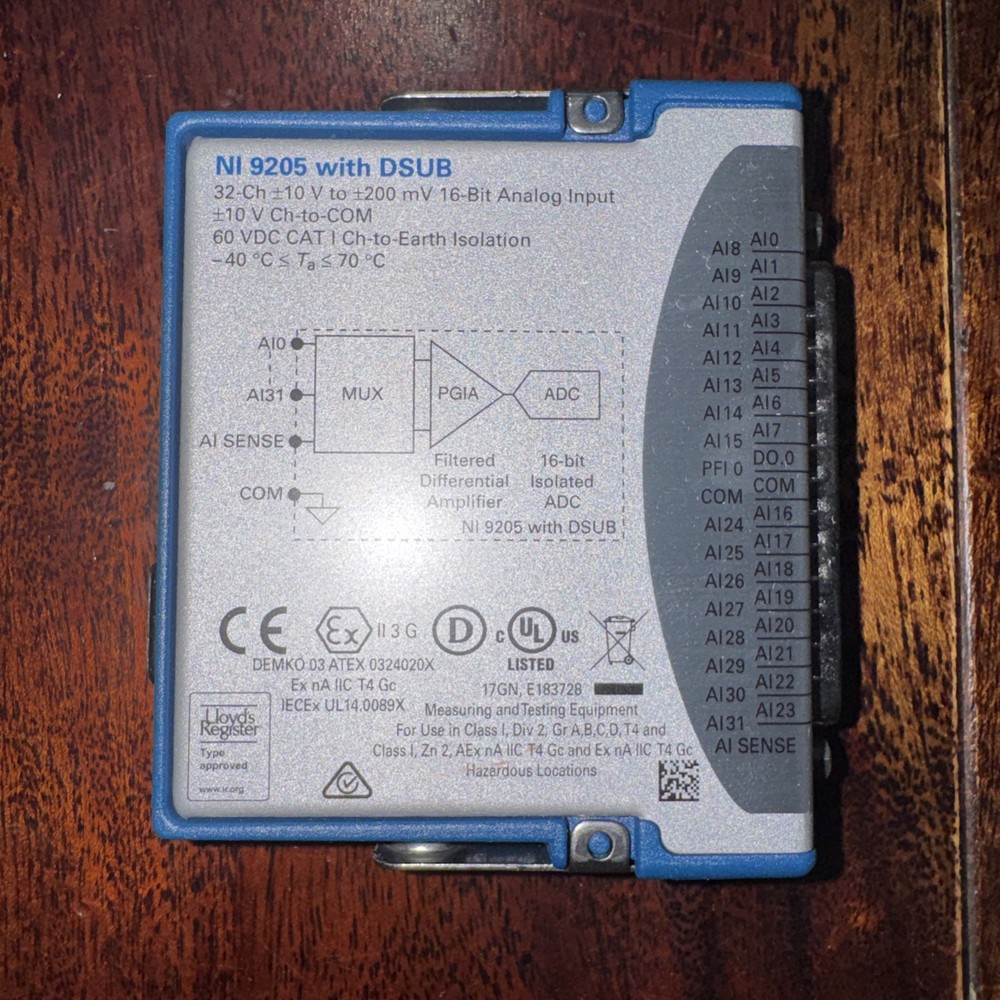 NATIONAL INSTRUMENTS 9205 with DSUB NI 9205 ANALOG INPUT MODULE FOR cDAQ cRIO