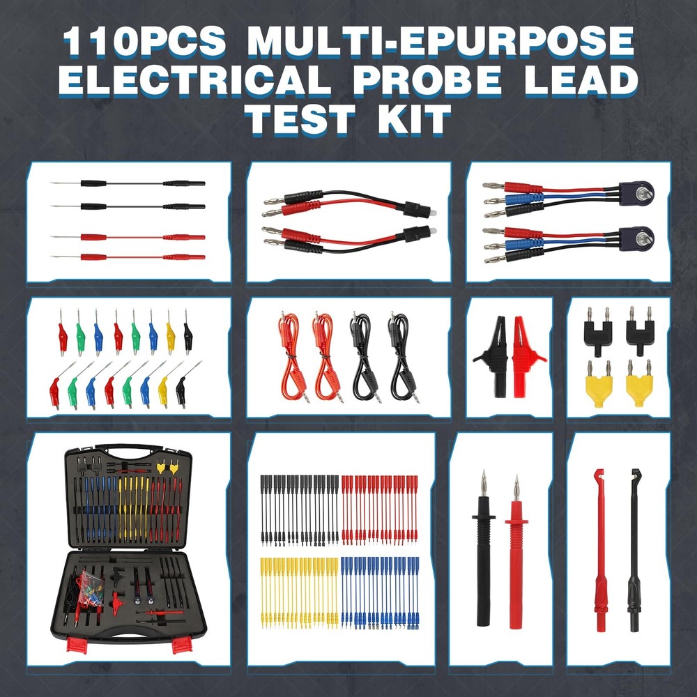 110PCS Automotive Circuit Test Lead Kit, Multimeter Leads Kit,Multi Function ...