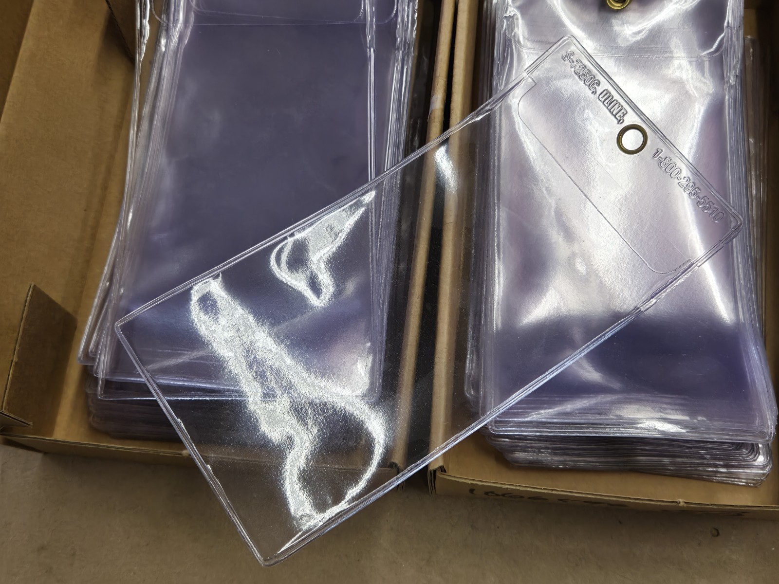 Lot Of 100 Uline S-7250C Vinyl Tag Protectors 3-1/8" X 6-1/4"