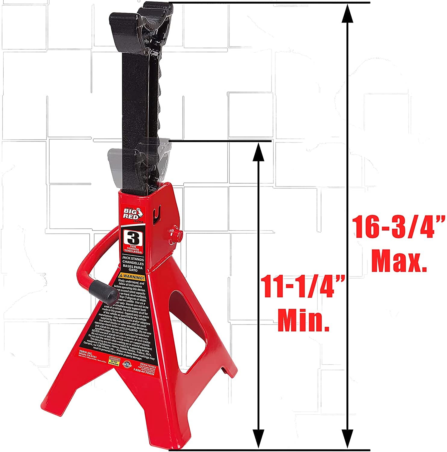 BIG RED 3 Ton (6,000 lb) Capacity T43202 Torin Steel Jack Stands, Red