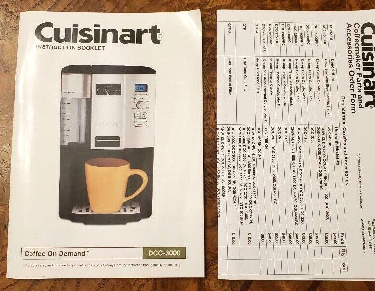 Cuisinart DCC-3000 Coffee on Demand Instruction Booklet