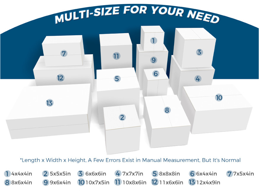 25 Pack Shipping Boxes for Mailing Moving Packaging Corrugated Boxes White