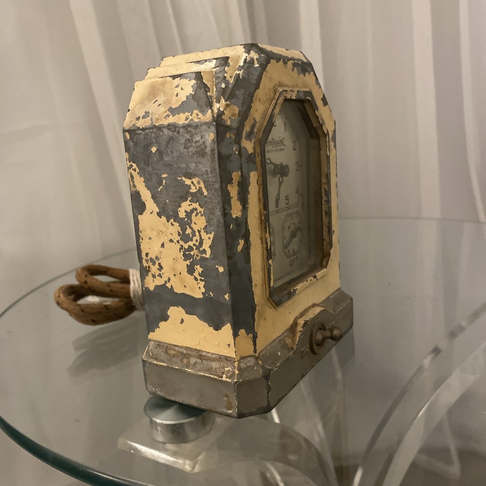 Antique 1920 HOTPOINT JEWELED AUTOMATIC RANGE TIMER WIND UP LUX CLOCK Read