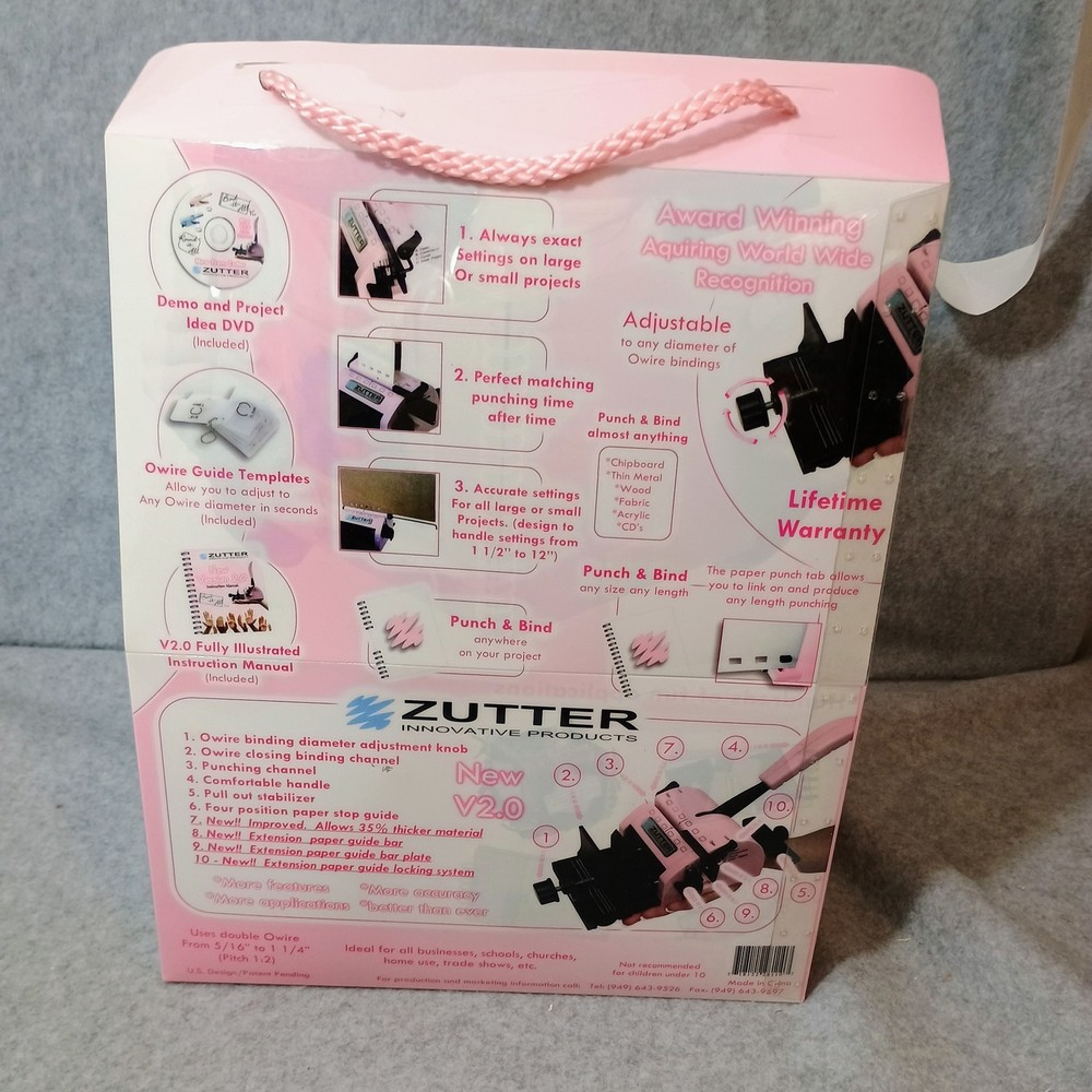 Zutter Bind-It-All V2.0 Pink Binding Machine Guide Templates Scrapbook Tool