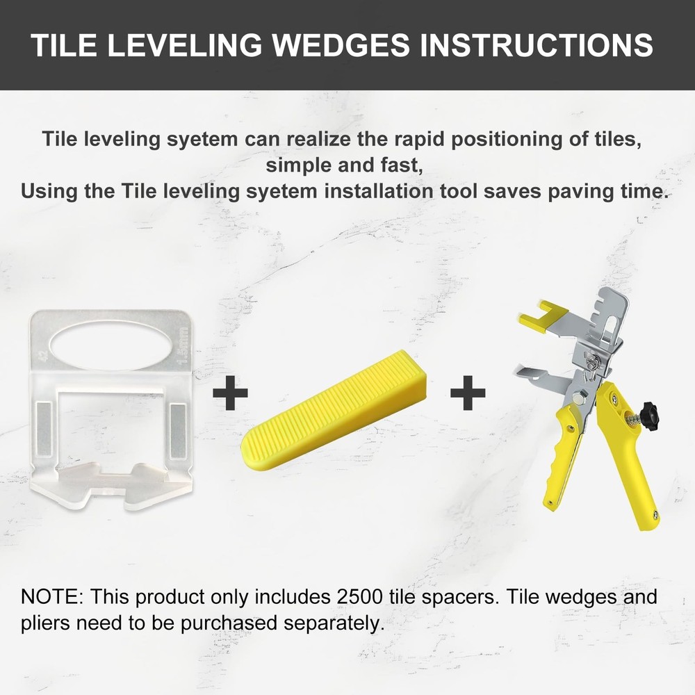 Tile Leveling System 2500pcs 1/16" Tile leveler Spacers Clips Tile Installati...