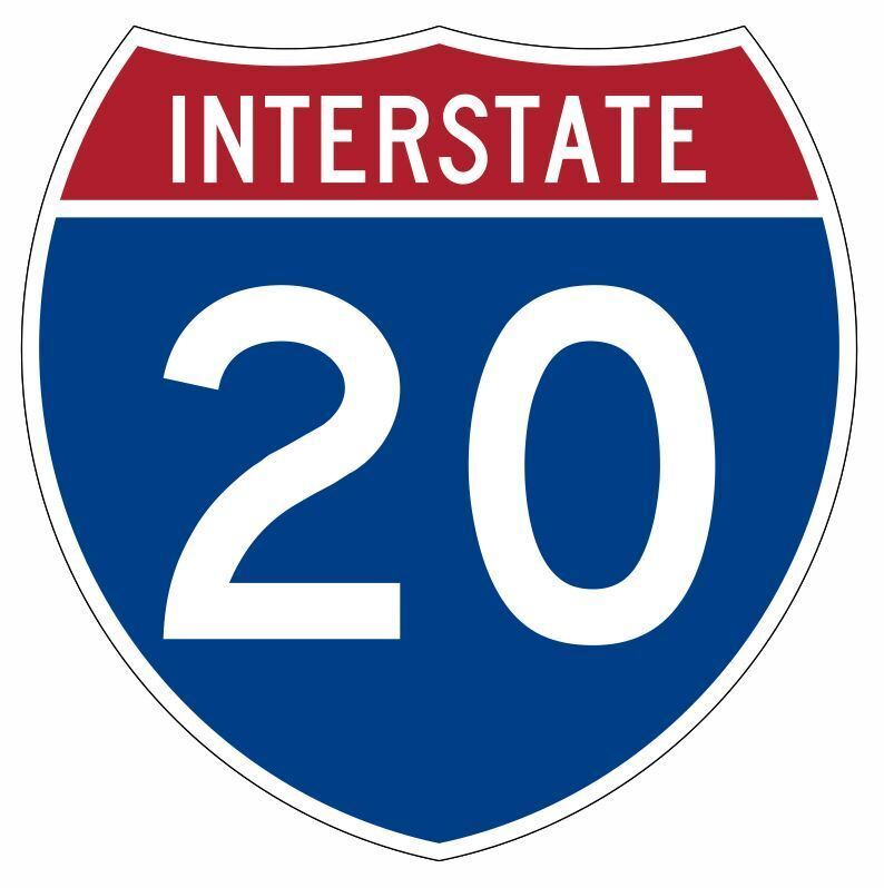 Interstate 20 Sticker Decal