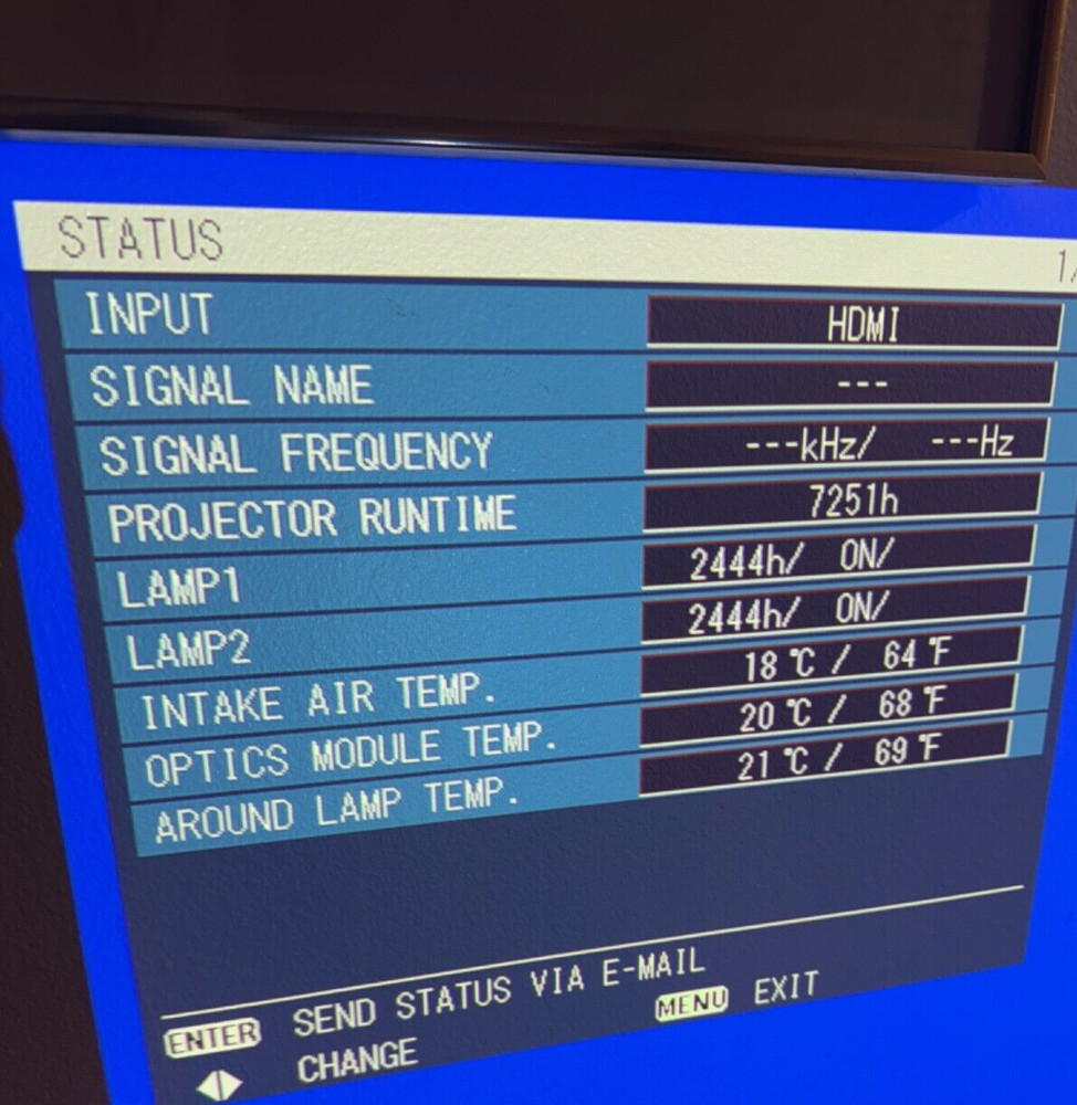 PANASONIC PT-DW640US PROJECTOR 7250 LAMP HOURS