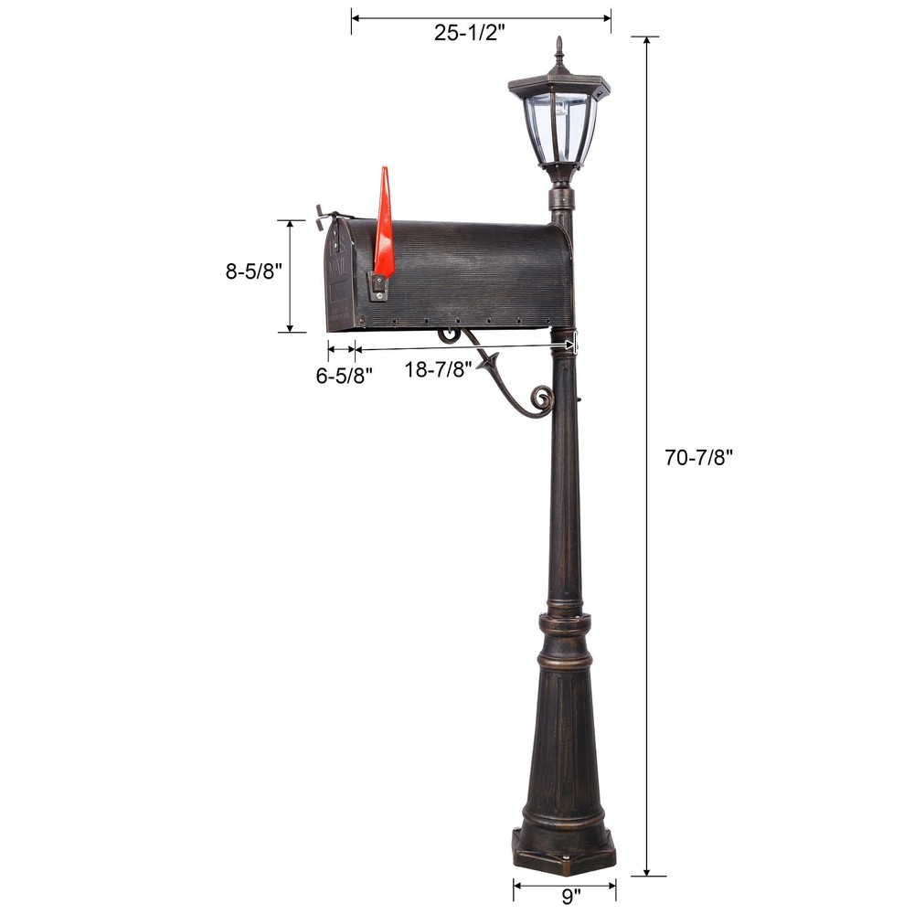 Mailbox/Post Light Combination Kit, Heavy Duty Cast Aluminum Mail Box, Modern