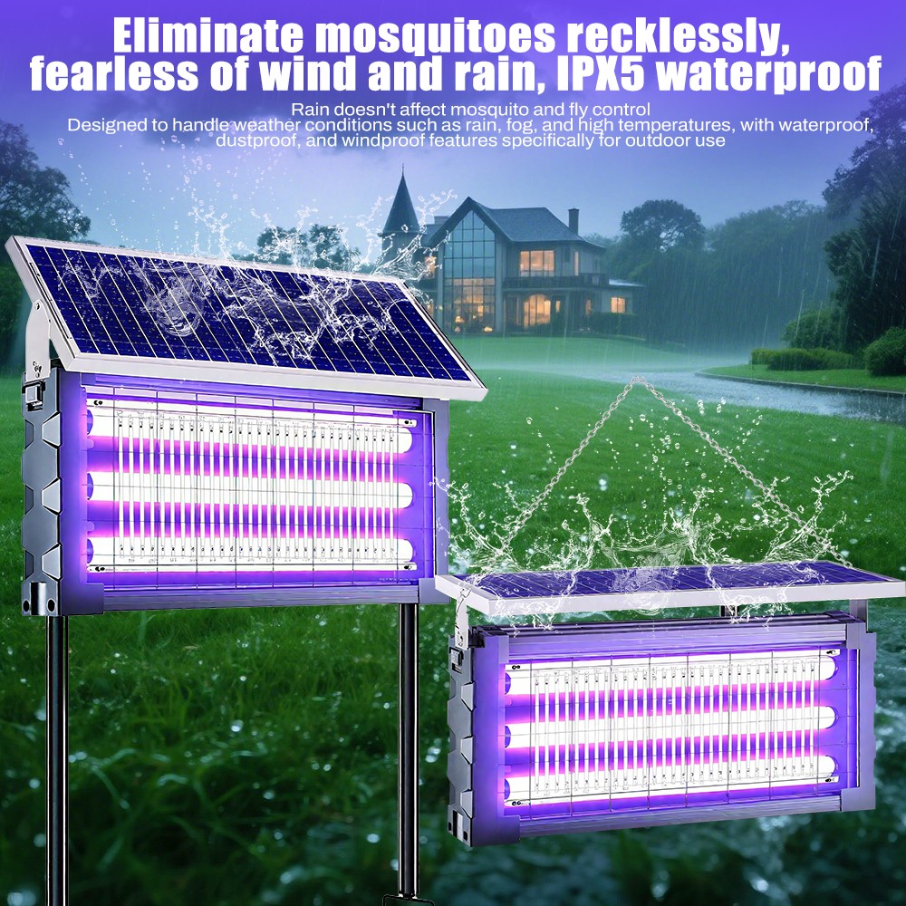 Solar Bug Zapper Outdoor Mosquito Zapper 4500V Waterproof Rechargeable Fly Zappe