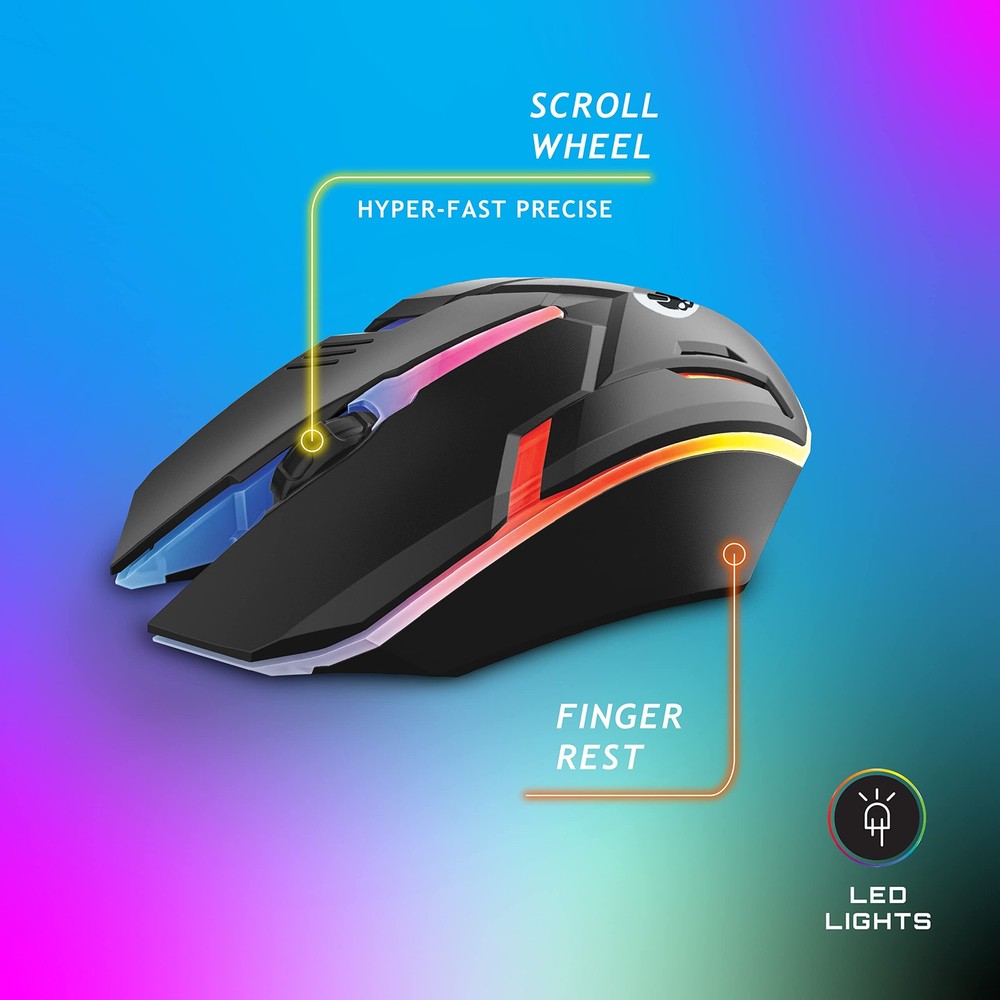 4-Piece PC Gaming Bundle with RGB Keyboard, LED Gaming Mouse, Mouse Pad & Lig...