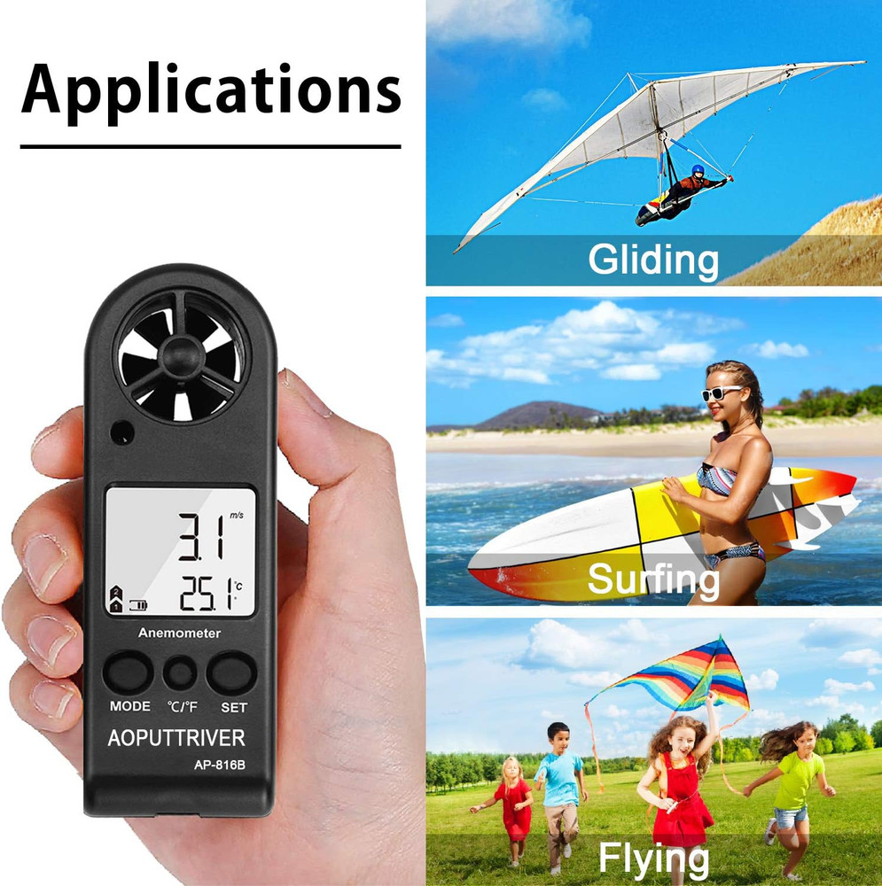 Anemometer Handheld Wind Speed Meter for Measuring Wind Speed Temperature and Ma