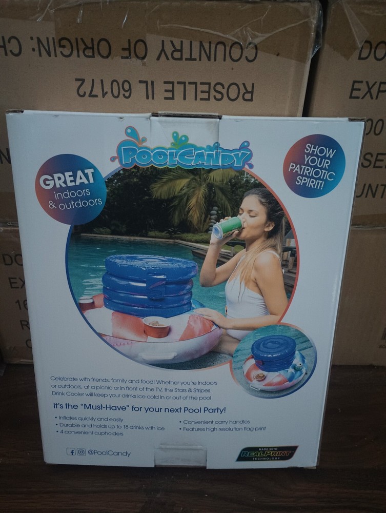 PoolCandy Stars & Stripes Inflatable Floating Drink Cooler