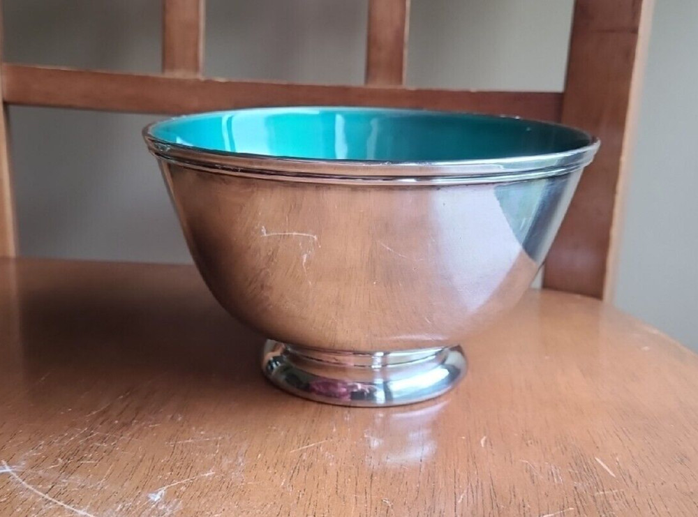 Towle EP Silverplate Bowl Green Enameled Footed No 5002 Paul REVERE