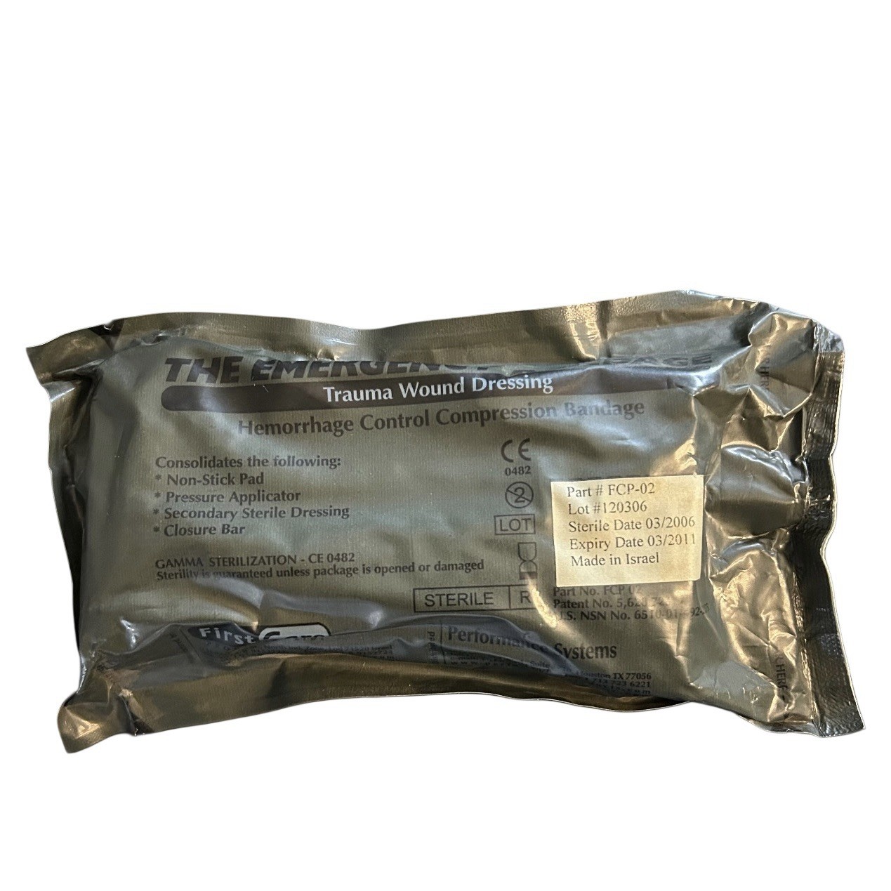 US Military Trauma Wound Dressing Hemorrhage Control Compression Bandage New