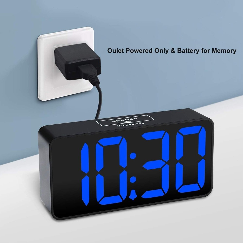 Compact Digital Clock with Jumbo Display, USB Charging & Adjustable Alarm Volume