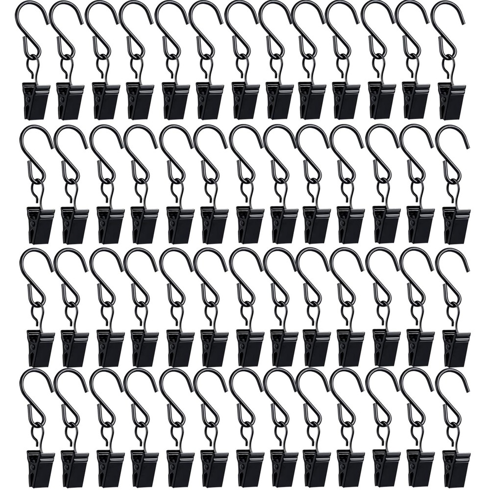 52 Pack Metal Curtain Clips, Small Hook Clips String Lights Black52pcs