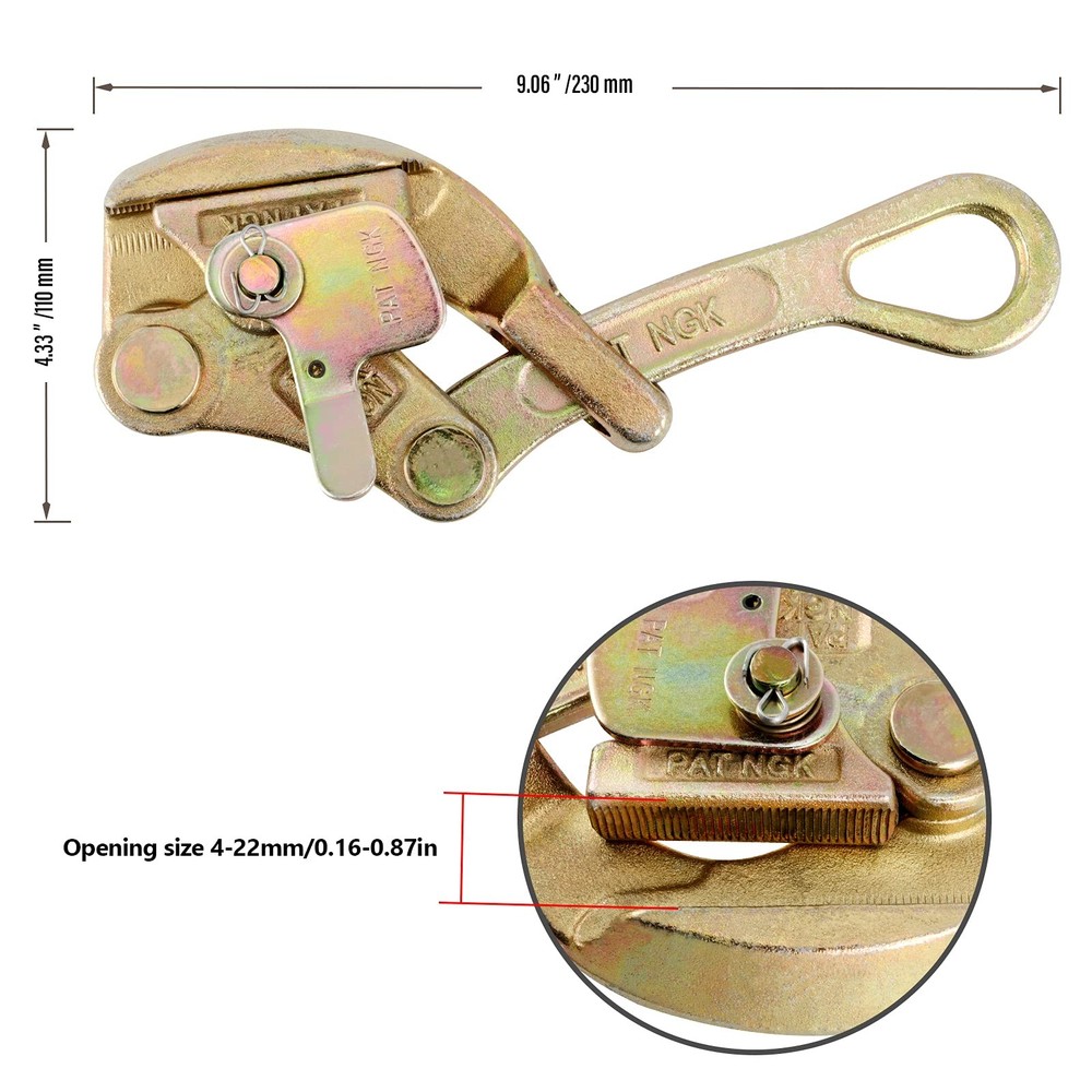 2 Ton 4408 Lbs Cable Puller, Cable Grip Wire Rope Jaw Puller, Steel Cable Pul...