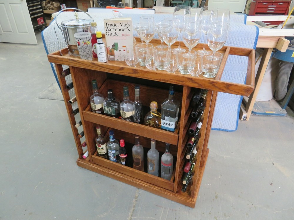 Handcrafted Oak Bar Cart